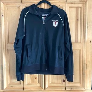 Aeropostale Athletic Brand Black W/ Crest Zip Up Sport Track Jacket Size Large